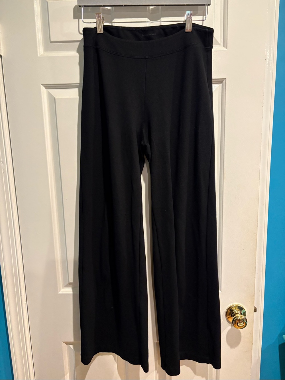 Calzedonia wide leg stretchy knit  pull on pants black sz L travel